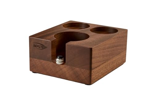 IKAPE Espresso Tamper Station, 51MM, 54MM Wooden Coffee Tamper Holder Base, Espresso Tamp Mat Stand Fit for 51 to 54MM Espresso Accessories - Can be Adjustable Portafilters Stand Height