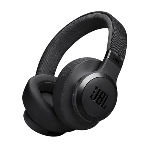 JBL LIVE 770NC - Wireless Over-Ear Headphones with True Adaptive Noise Cancelling with Smart Ambient, Up to 65 hours of battery life, Comfort-fit fabric headband & carrying pouch (Black)