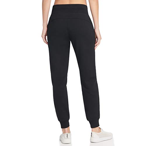 DKNY Fleece Joggers, Light Sweatpants for Women, Black, X-Small