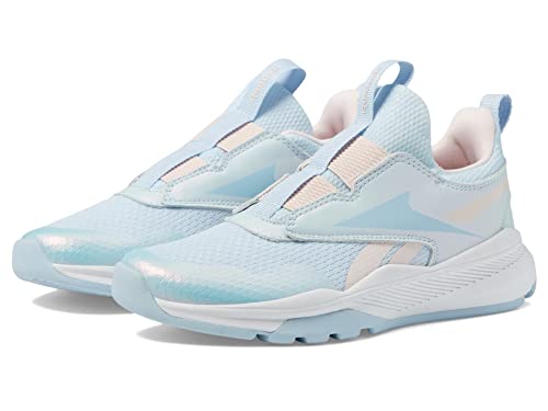 Reebok Girls XT Sprinter Slip Sneaker, Feel Good Blue/Porcelain Pink/White, 2 Little Kid