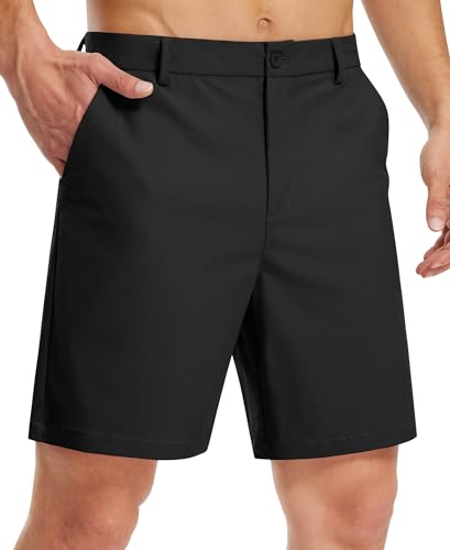 Libin Golf Shorts Men 7" Dress Shorts Casual Work Flat Front Stretch Lightweight, Light Gray 38