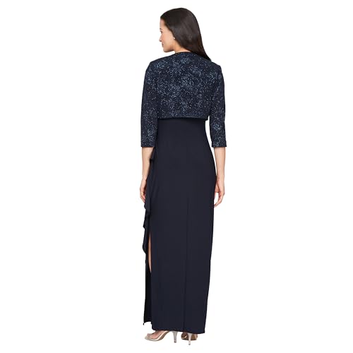 Alex Evenings Women's Empire Waist Bolero Jacket Dress (Petite and Regular Sizes) -Close Out, Black Beaded, 16