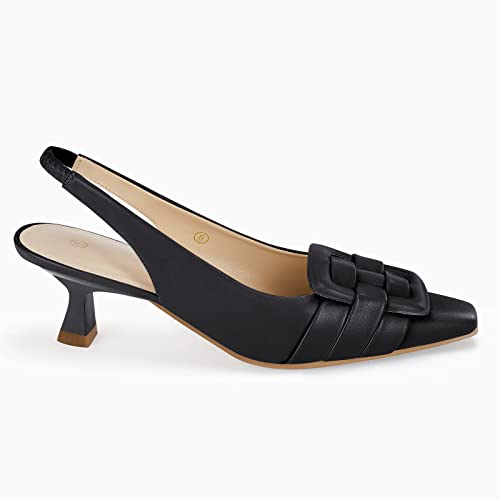 Womens Low Kitten Heel Sling Back Heels Dress Shoes Elegant Slingback Pumps Closed Toe Comfortable Party Sandals