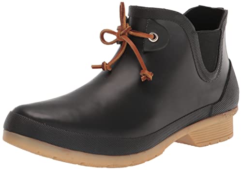 Chooka Womens Classic Tie Bootie Chelsea Rain, Black, 6 US