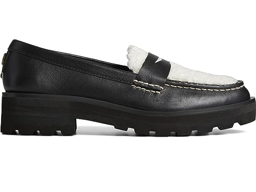 Sperry Women's Chunky Penny Loafer, Black Fuzzy, 10