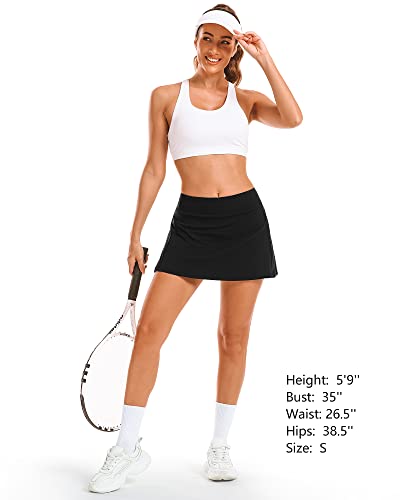 Stelle Women Tennis Golf Skirts High Waisted with Pockets Inner Shorts for Athletic Skorts Sports Running Pickleball (OB,M)