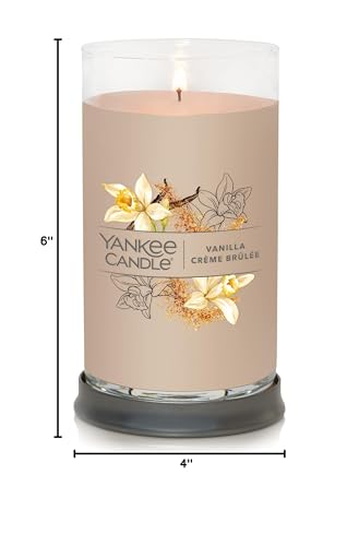 Yankee Candle Medium Pillar Scented Candle with up to 115 Hour Burn Time, Premium Plant Wax Blend for Consistent Burn, 14.25 oz Pillar Candle with Room Filling Fragrance, Vanilla Crème Brûlée