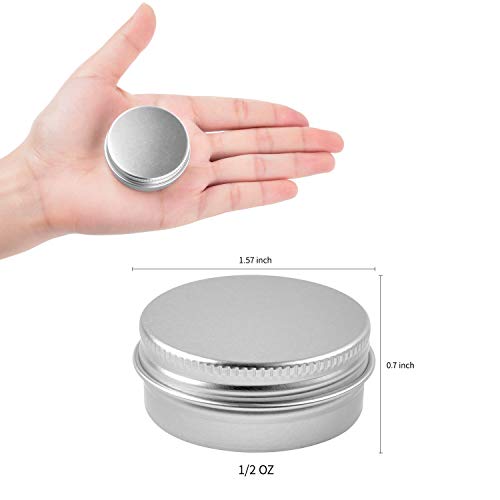 Aluminum Tin Cans, 24PCS 1/2 Oz Metal Round Containers Screw Lid Empty Small Storage Travel Tin Jars for Candles, Salve, Cosmetics, Spice