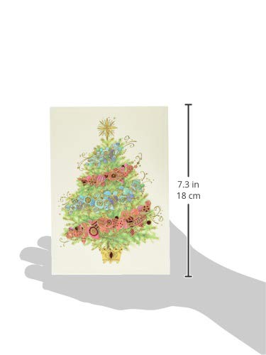 Papyrus Christmas Cards Boxed with Envelopes, Peace and Happiness, Christmas Tree (12-Count)