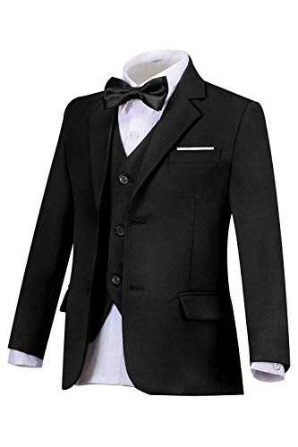 Addneo Christmas Suit for Boys White,Toddler Boy Communion Dresses Suits 5 Piece Baptism Outfit Size 14