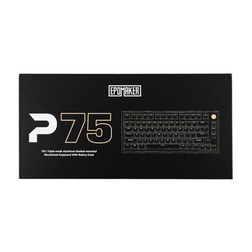 EPOMAKER P75 Wireless Aluminum Mechanical Keyboard, Bluetooth 5.0/2.4GHz/USB-C Hot Swappable Custom Keyboard, Gasket Structure Creamy Keyboard for PC/Tablet/PS/Xbox (Black, Wisteria Tactile Switch)