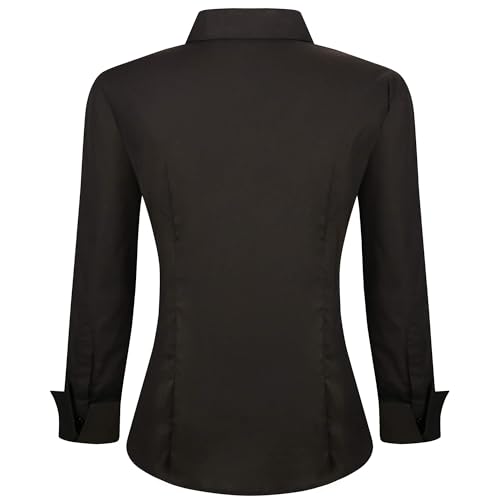 Esabel.C Womens Button Down Shirts Long Sleeve Regular Fit Stretch Work Blouse Purple S