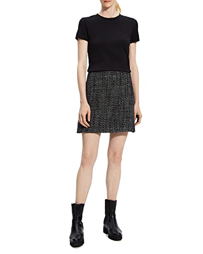 Theory Women's Tweed Mini Skirt, Black Multi, 0