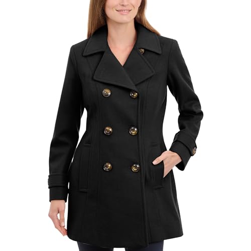 Anne Klein womens Classic Double-breasted Pea Coat, Black, X-Small US