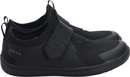 WHITIN Kids Wide Barefoot Shoes for Boys/Girls Pull-On Sneakers Minimalist Wide Toe Box Zero Drop Running Size 11 Little Walking Athletic Sports Flat Casual Trainers Grey Yellow 29