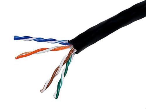 Monoprice 1000FT 24AWG Cat5e 350MHz UTP Solid, Riser Rated (CMR), Bulk Ethernet Bare Copper Cable - Black