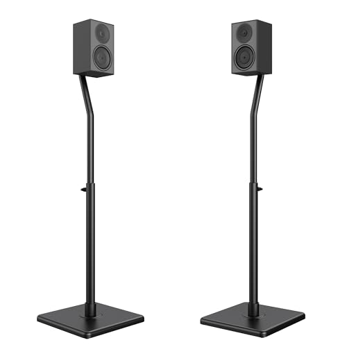 USX MOUNT Universal Speaker Stands, Height Adjustable Extend 30.0" to 39.1" for Satellite Speakers & Small Bookshelf Speakers up to 11 lbs Per Stand, 1 Pair Floor Stands for Sony Bose Polk JBL Yamaha