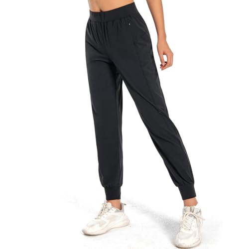 Hooxum Women Joggers Pants Athletic - Lightweight Lounge Pants Soft Sweatpants with Pocket for Workout Casual Jogging Running Black-S