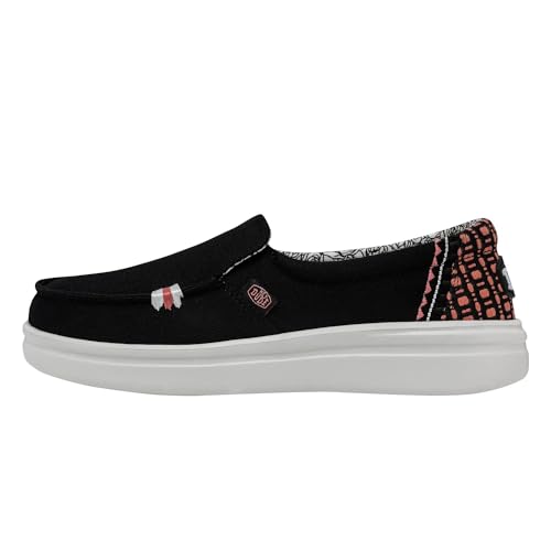 HEYDUDE Women's Misty Rise Black Palm Size 6 | Women's Shoes | Women's Slip On Shoes | Comfortable & Light-Weight