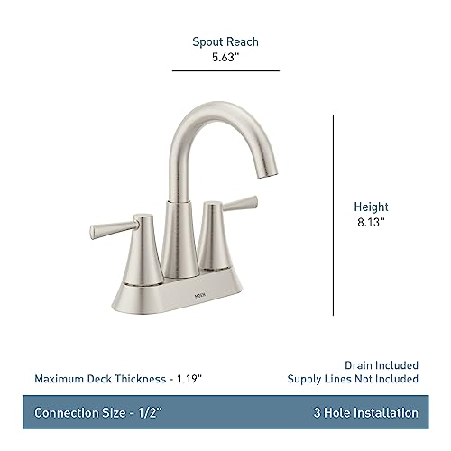 Moen Ronan Bronzed Gold Two-Handle 4" Centerset Modern Bathroom Faucet with Push-Down Drain, 84022BZG