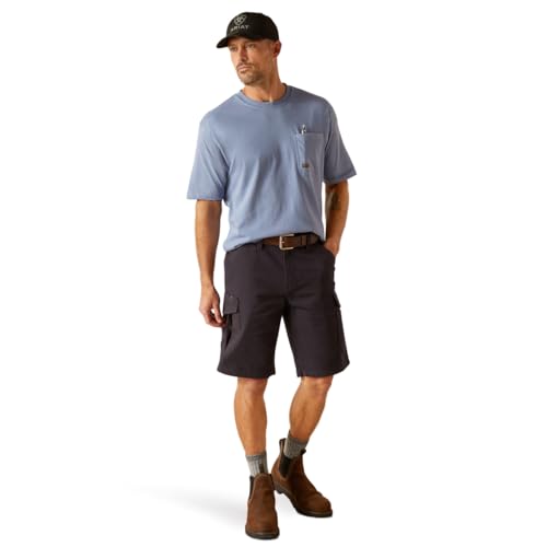 Ariat Men's Rebar DuraStretch Made Tough Cargo 11" Short, Dark Olive, 40