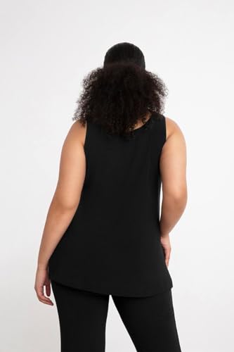 Sympli Women's Go To Tank Top, Sleeveless, Rounded Neckline, Black,2