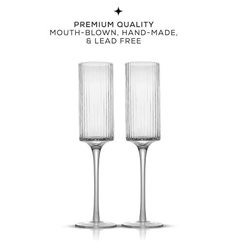 JoyJolt – ELLE 6oz Champagne Glasses. Vintage Style Unique Drinking Mimosa Glasses, Cocktail Glasses or Wedding Champagne Flutes.