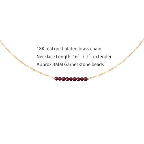 Dainty Beaded Gold Sand Stone Bar Necklace,18K Gold Plated Delicate Handmade Created Faceted Gold Sand Stone Beads Bar Boho Necklaces for Women