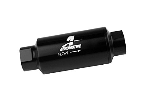 Aeromotive 12330 Filter, In-Line, 40-Micron Stainless Mesh Element, ORB-10 Port, Bright-Dip Black, 2" OD