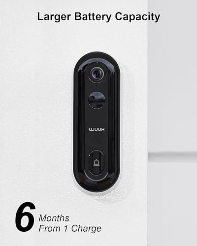 WUUK Add-on 2K Doorbell Camera, Require Existing Homebase, Video Doorbell Wireless/Wired, No Subscription, 2.4/5 GHz WiFi, Human and Motion Detection, Compatible with Alexa and Google Home