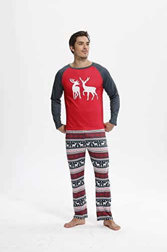 Family Matching Christmas Pajamas for Adult Letter Print Fawn Sleepwear Cotton Holiday Pjs Men Women 2 Pieces Set (6-7 Years, Christmas set 3-kids)
