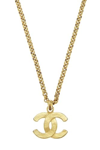 Chanel, Pre-Loved Gold Textured 'CC' Necklace, Gold