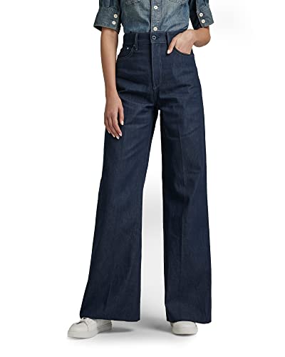 G-Star Raw Women's Deck Ultra High Wide Leg Jeans, Raw Denim, 24W x 30L