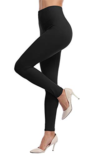 VOGUEMAX Womens Ankle Length Leggings Buttery Soft High Waisted Stretch Basic Solid Full Length Leggings Pants White