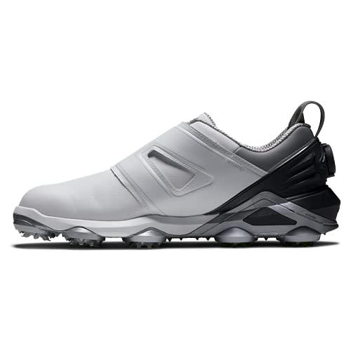 FootJoy Men's Tour Alpha Dual Boa Golf Shoe, White/Navy/Grey, 15