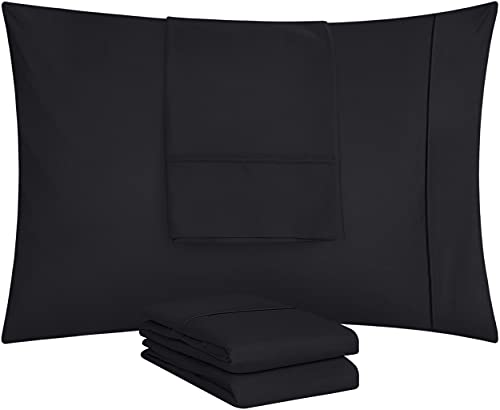 Utopia Bedding Queen Pillow Cases - 4 Pack - Envelope Closure - Soft Brushed Microfiber Fabric - Shrinkage and Fade Resistant Pillow Covers Queen Size 20 X 30 Inches (Queen, Black)