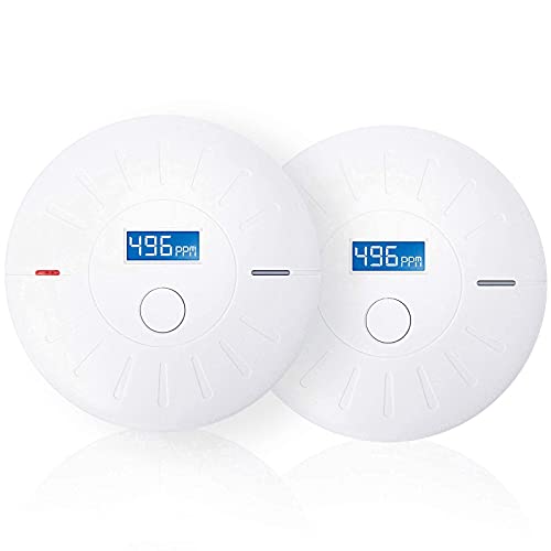 2 Pack 10 Year Battery Operated Smoke and Carbon Monoxide Detector, Portable Fire Co Alarm for Home and Kitchen (White)