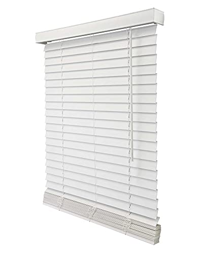 CHICOLOGY Faux Wood Blinds, Window Blinds, Wood Blinds, Window Shades, Window Treatments, Blinds & Shades, Window Shades for Home, Wooden Blinds, Basic White, 41" W X 48" H