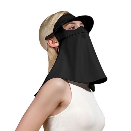 Sun Protection Face Mask, Ice Silk Sunscreen Face Mask, Neck Gaiter, Breathable Face Cover, Cooling Neck Flap, Sun Protection Cap with Earloop for Summer Outdoor, Beige