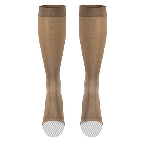 Truform Women's Compression Stockings, 20-30 mmHg, Knee High Length, Open Toe, Opaque, Black, X-Large