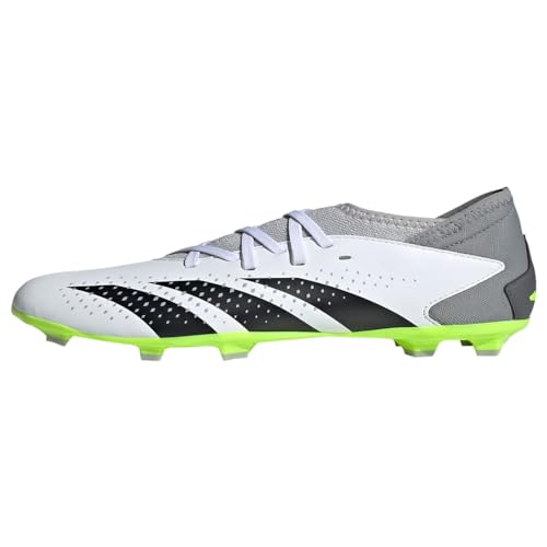 adidas Accuracy.3 Predator Firm Ground Sneaker, White/Core Black/Lucid Lemon, 6 US Unisex Big Kid