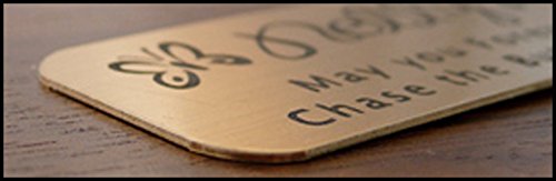 Engraved Plate, Custom Personalized, Brushed Gold Solid Brass Picture Frame Plaque Name Label Art Tag for Frame, with adhesive backing or screws - Indoor use only, Made in USA, 3" W x 1" H