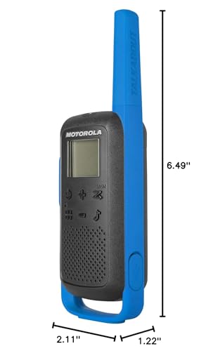 Motorola Solutions, Portable FRS, T270, Talkabout, Two-Way Radios, Rechargeable, 22 Channel, 25 Mile, Black W/Blue, 2 Pack