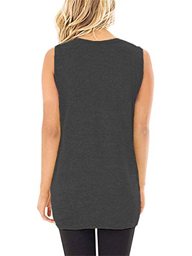 SAMPEEL Womens Tank Tops Loose Fit Round Neck Summer Sleeveless Shirts Coral Red L