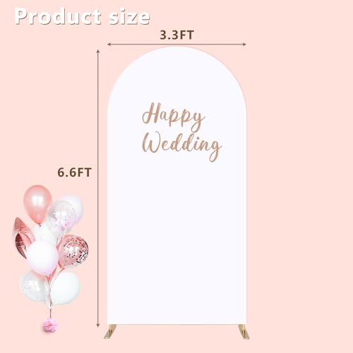 6.6 FT Wedding Arch Cover Spandex Fitted Arch Backdrop Cover, White Chiara Backdrop Stand Covers for Wedding Birthday Party Baby Shower Ceremony Banquet Decoration