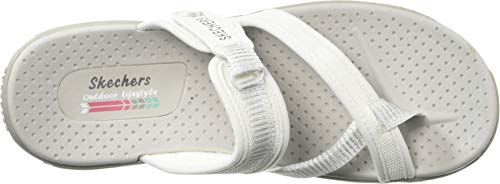 Skechers Women's Reggae-Seize The Day-Toe Thong Sandal Flip-Flop, White, 11 M US