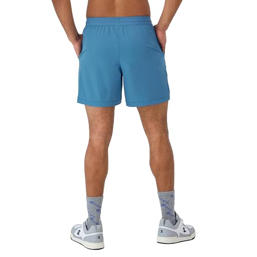 Champion, Purpose, Water Resistant Sports, Swim Shorts for Men, 6", Air Blue/Raindrop Blue Arch, Small