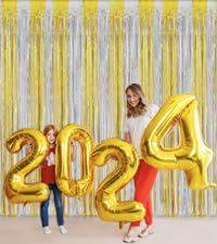 Foil Fringe Curtains Party Decorations - Melsan 3 Pack 3.2 x 8.2 ft Gold Tinsel Curtain Party Photo Backdrop for Birthday Party Baby Shower or Graduation New Years eve Party Supplies 2025