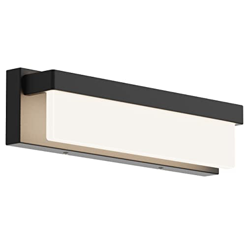 LIGHTINN LED Bathroom Vanity Light Fixture Over Mirror 16.5 inch Modern Rectangle Black Matte Metal Lighting Bar 4000K Daylight Wall Sconce (Black)