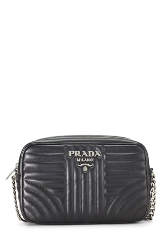 Prada, Pre-Loved Black Calfskin Diagramme Camera Bag Medium, Black